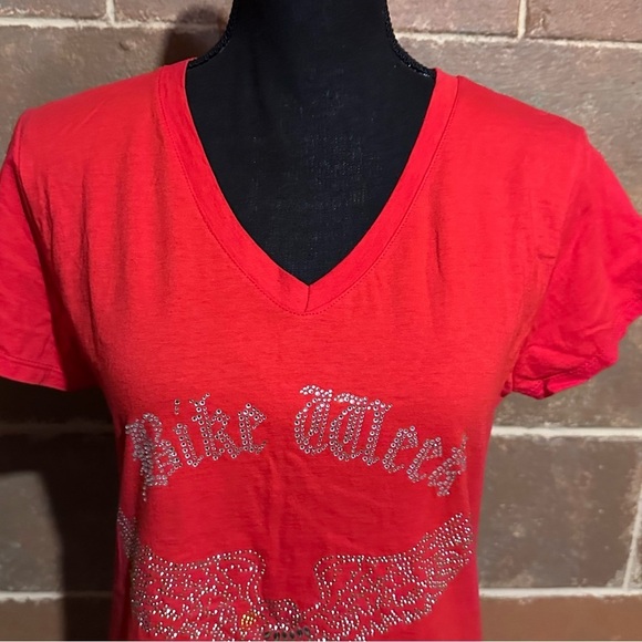 Daytona Beach Florida Bike Week Studded Red Motorcycle T-Shirt Women's L Large - Picture 3 of 8
